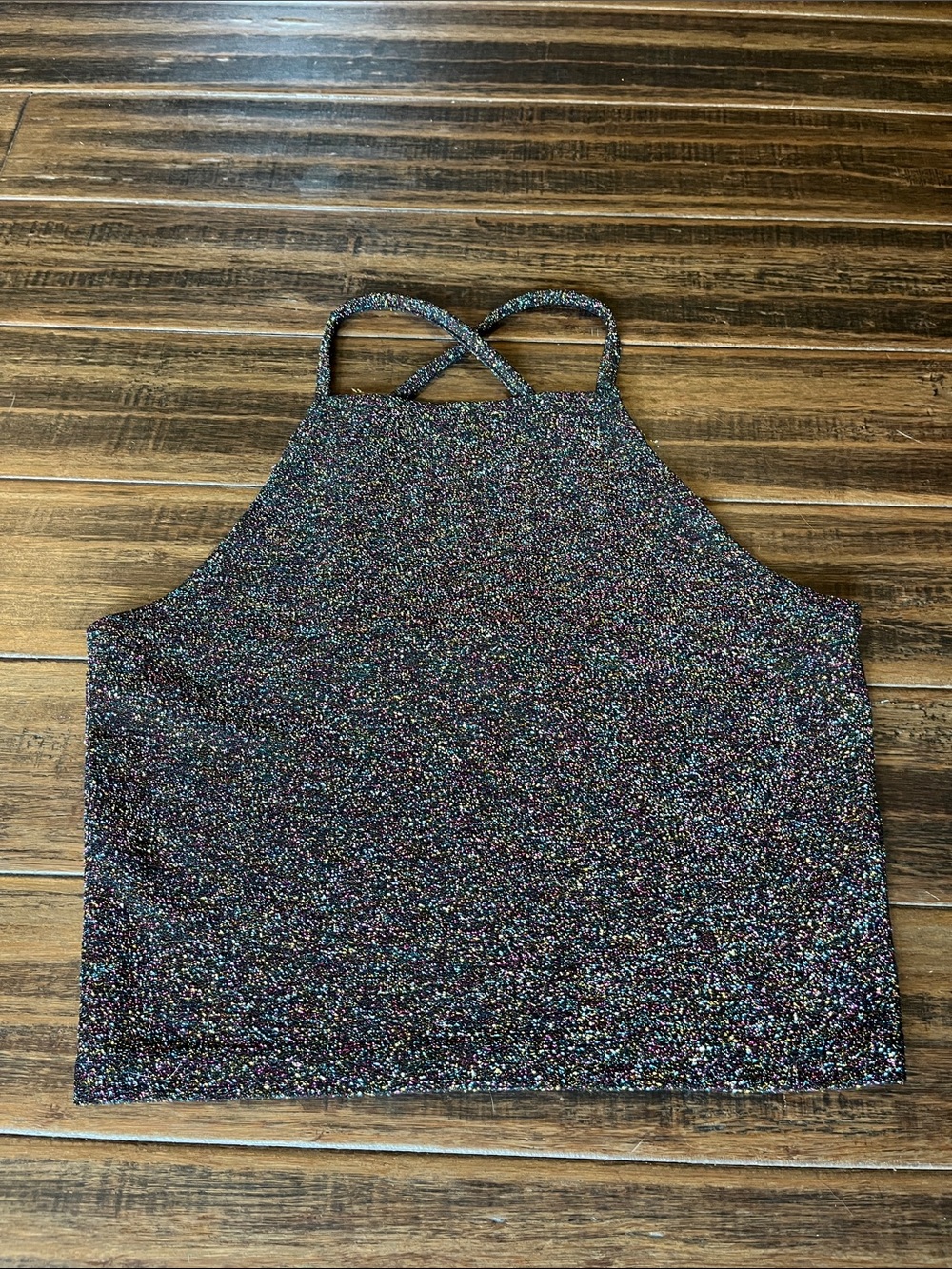 Forever 21 Multicolor Glitter Halter Crop Top